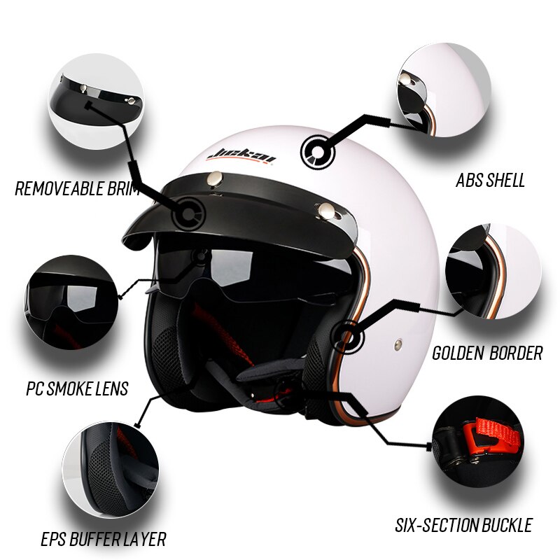 JIEKAI – demi-casque De Moto, accessoires De Moto, ouvert au visage, Jet Vintage, Scooter, Ski, 3/4