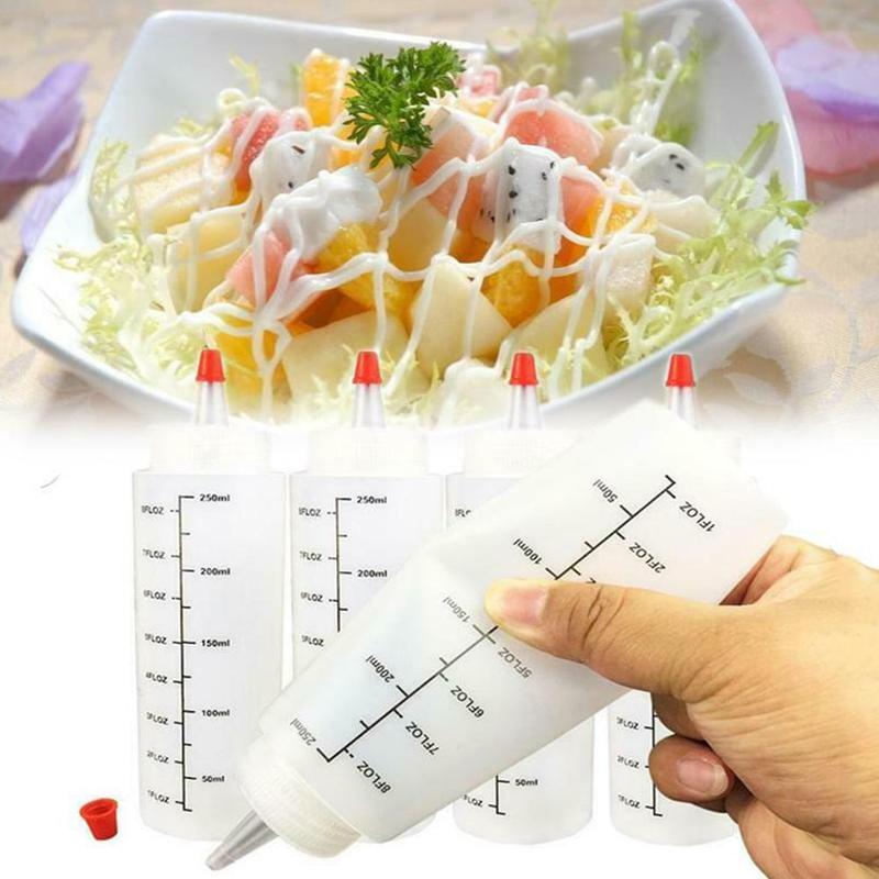 Pe Plastic Naald Neus Schaal Squeeze Fles Cap Squeezable Lekvrije Met Fles Knijpfles 250Ml Salade keuken Tool