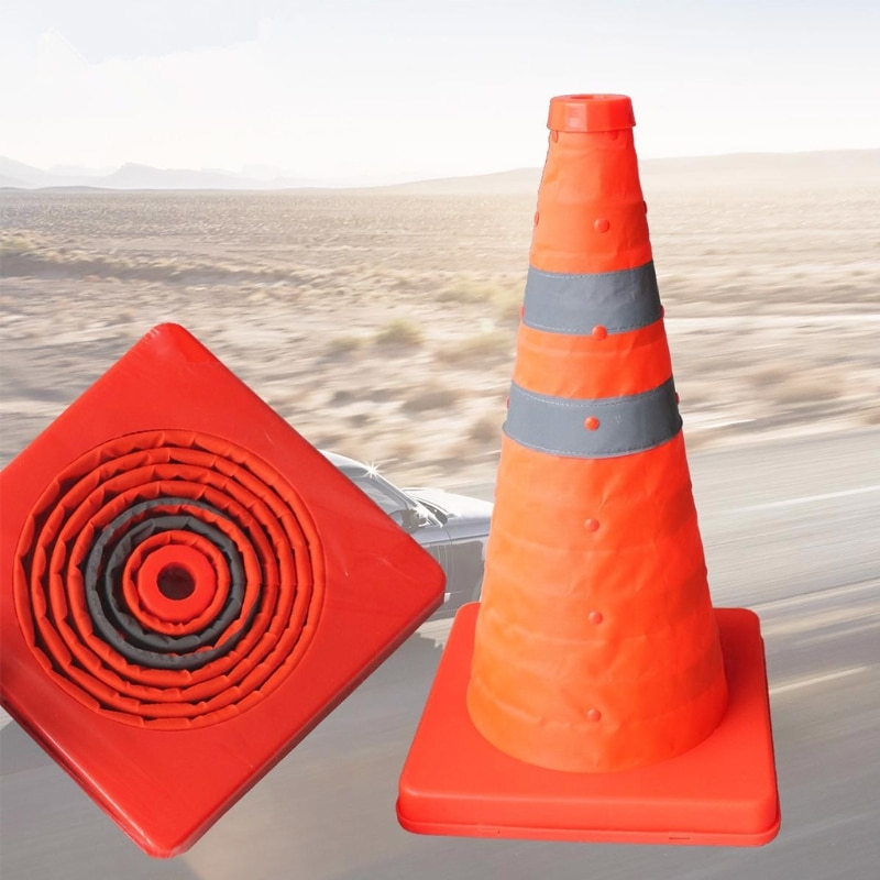 42 Cm Vouwen Road Veiligheidswaarschuwing Teken Verkeer Kegel Oranje Reflecterende Tape