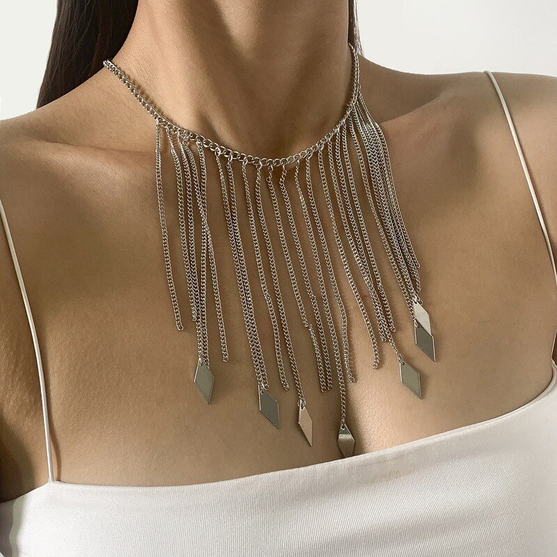 Collier tendance pour femmes, chaîne avec pendentif gothique, couleur or et argent, accessoires de bijoux, Punk, fête