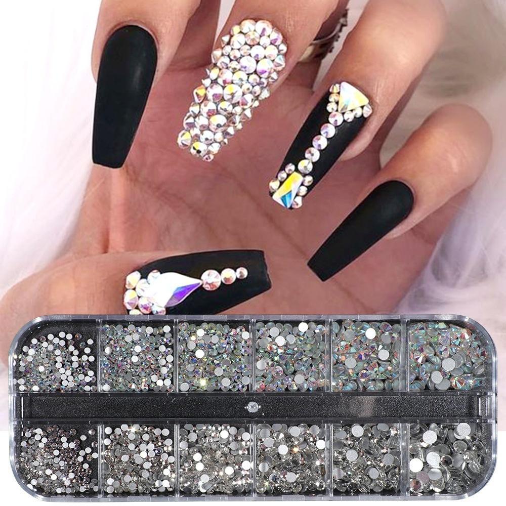 1 Box Crystal Rhinestone 3D Glitter Glass Gems Nail Art Decor nail art decorations