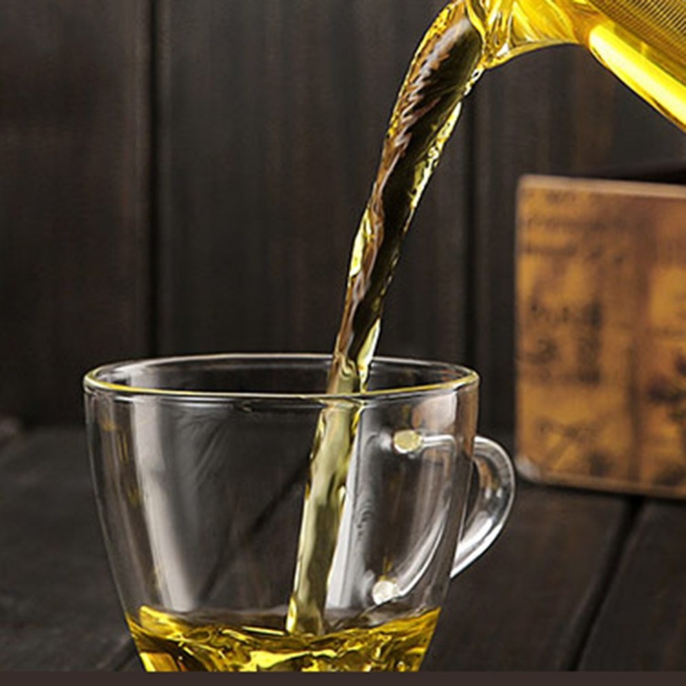 NO TÓXICO transparente claro borosilicato de vidrio tetera taza de té de vidrio con Infusor de acero inoxidable colador