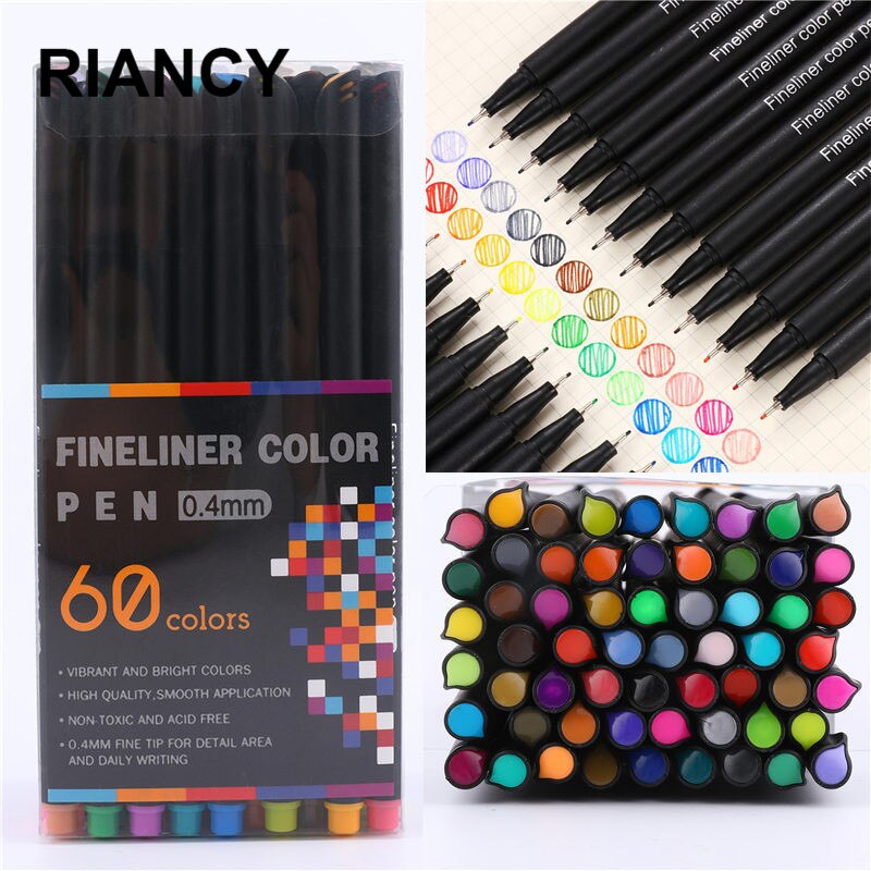 60/100PCS Colorful Neutral Marker Pen Fineliner Pens For School Office Pen Set Kawaii Ink Pen Art Supplies Cute