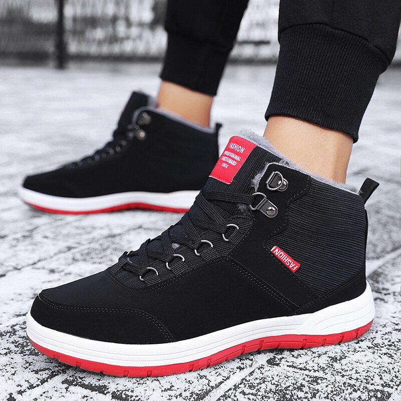 Heren laarzen winter heren laarzen met bont warme leren sneeuwlaarzen voor heren waterdichte winterschoenen heren casual sneakers botas hombre