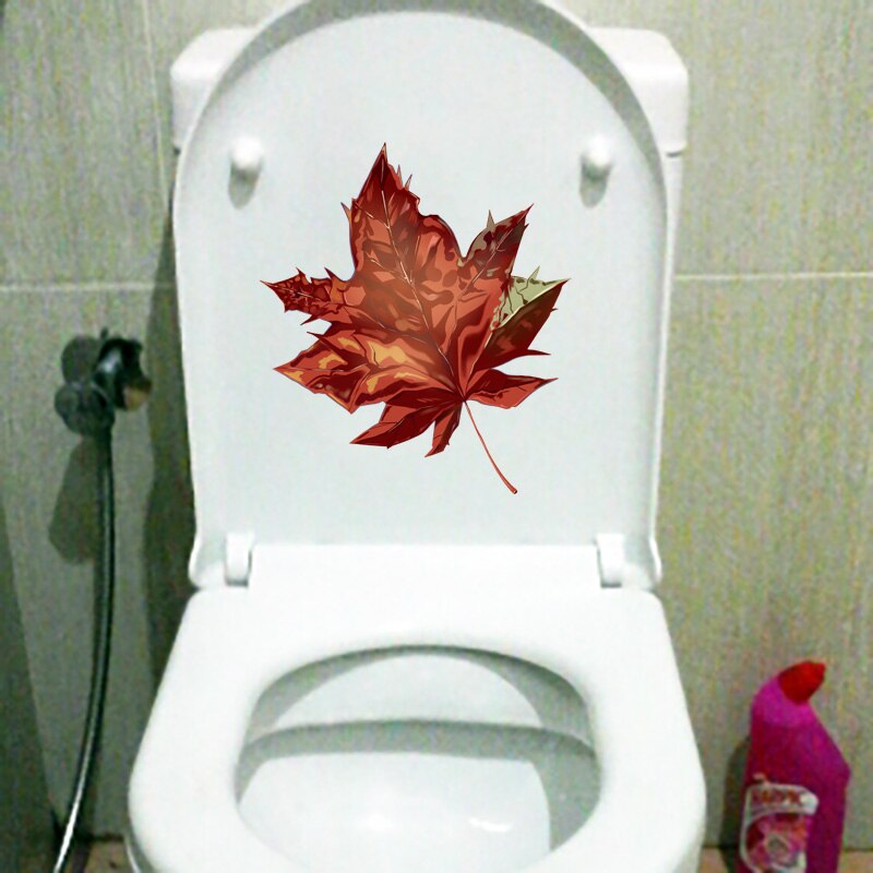 YOJA 19.7*22.4CM Autumn Hand Drawn Maple Leaf Wall Sticker Decal Toilet WC Decor T1-1106