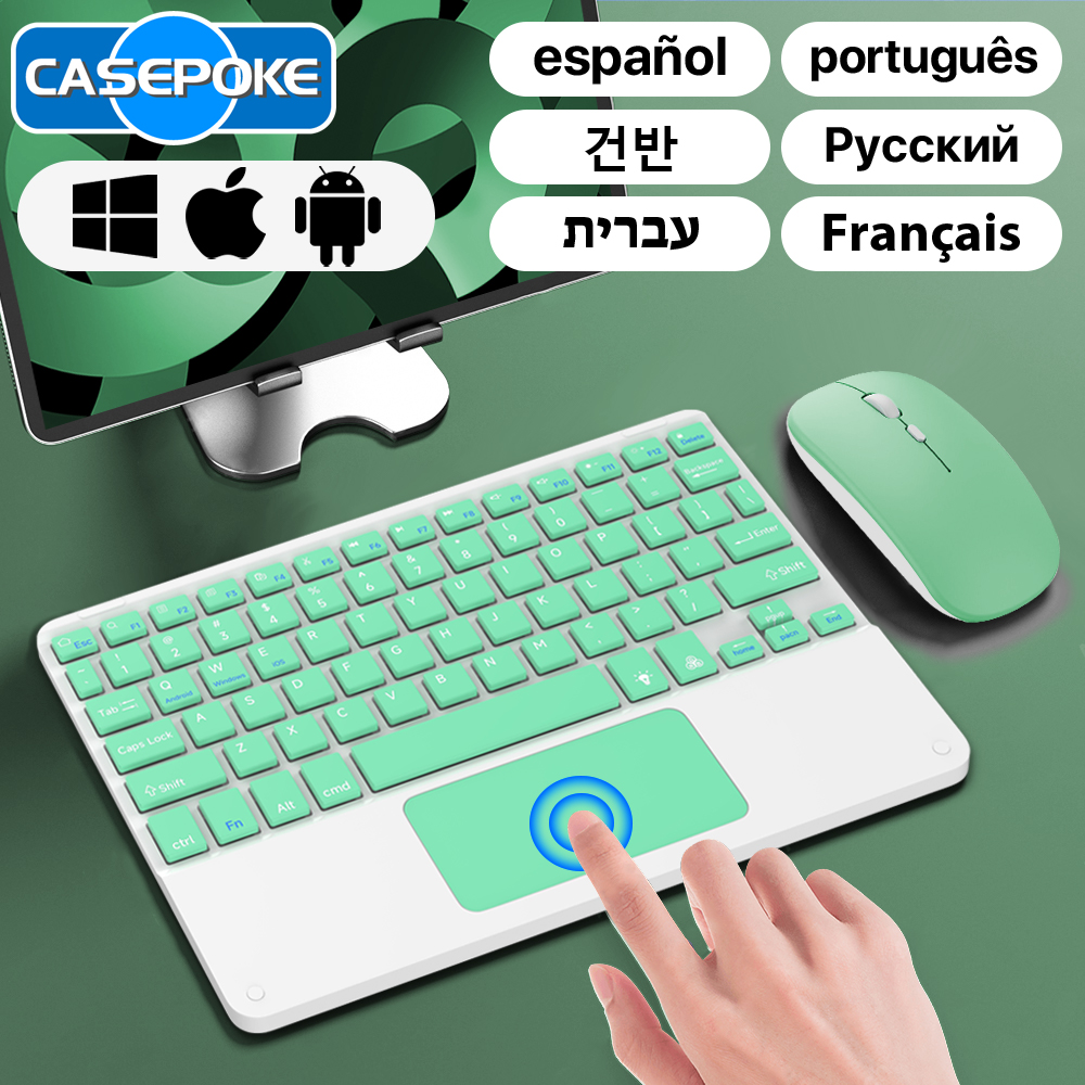 Casepoke touchpad drahtlose tastatur für Android ios huawei xiaomi Tablette ipad Profi Luft Mini koreanische russische spanische tastatur