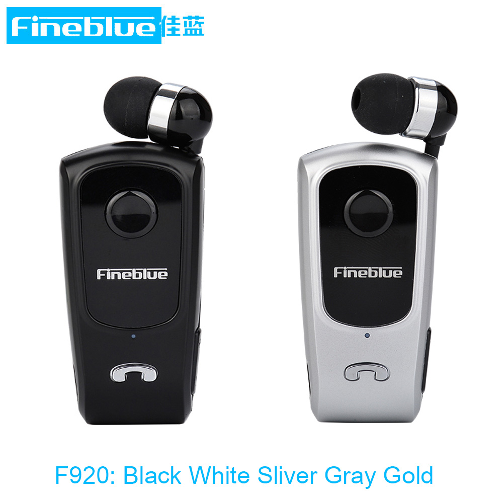 FineBlue F920 Retractable Wireless Bluetooth Earphones Handsfree Headset Stereo Headphone Clip Mic Phone Call Portable