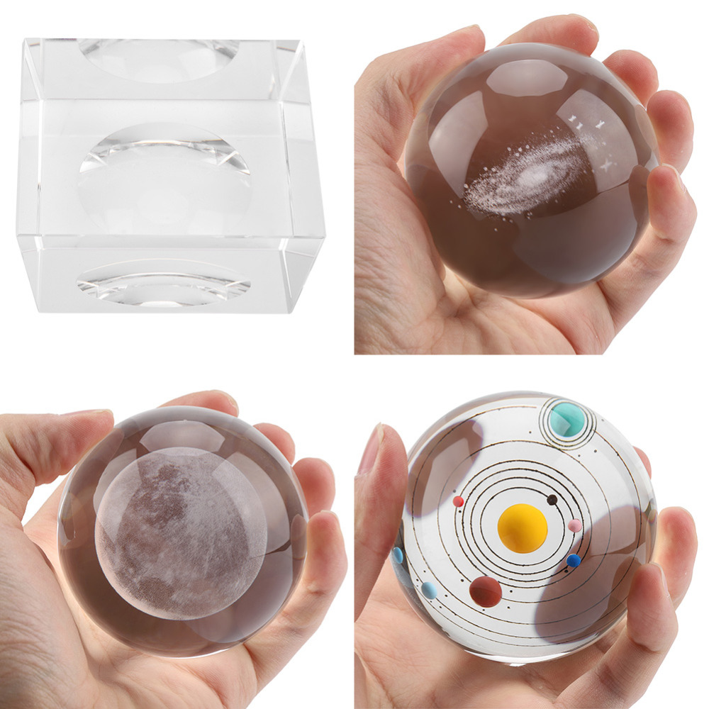 80mm gennemsigtigt system krystalkugleformet håndværk indretning miniatureglas sfære hjemmekontor ornament stil