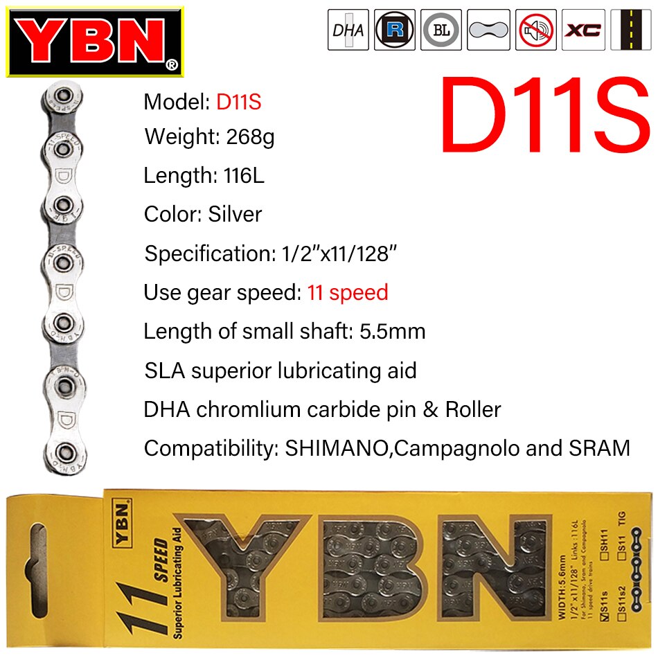 Freies YBN X12L x10 x10sl x9sl x11sl fahrrad kette 9 10 11s gold mountain road bike sram SHIMANO 116 länge fahrrad kette: 12S silver 126L