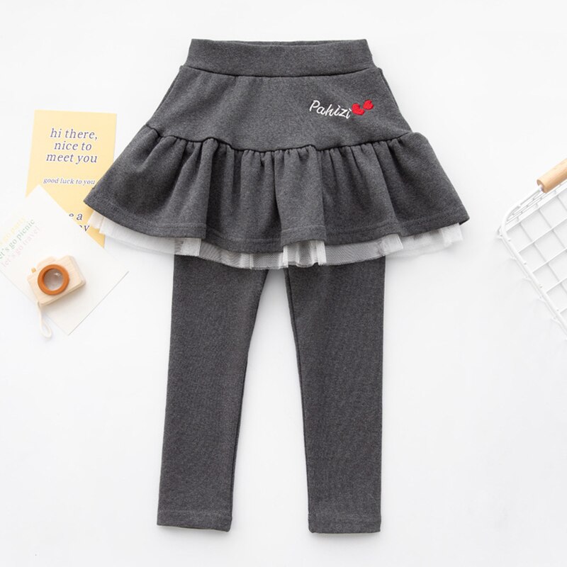 Girls Princess Skirt Leggings for Spring Autumn Kids Long Skinny Skirt-Pants Children Heart Print Skirt Tights