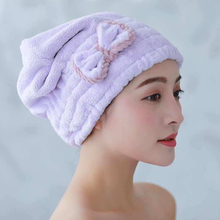 Toalla de cabeza de microfibra para mujer y niña, turbante de secado rápido, gorro de secado de cabello, toalla envuelta: Purple