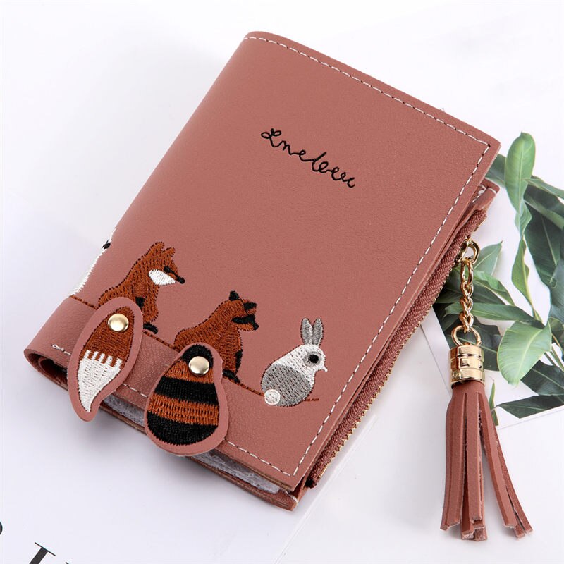 Kvinner rev katt kort lommebok dusk mynt veske kortholdere håndveske dame lommebok clutch portfel cuzdan billetera carteira 40 ma 19