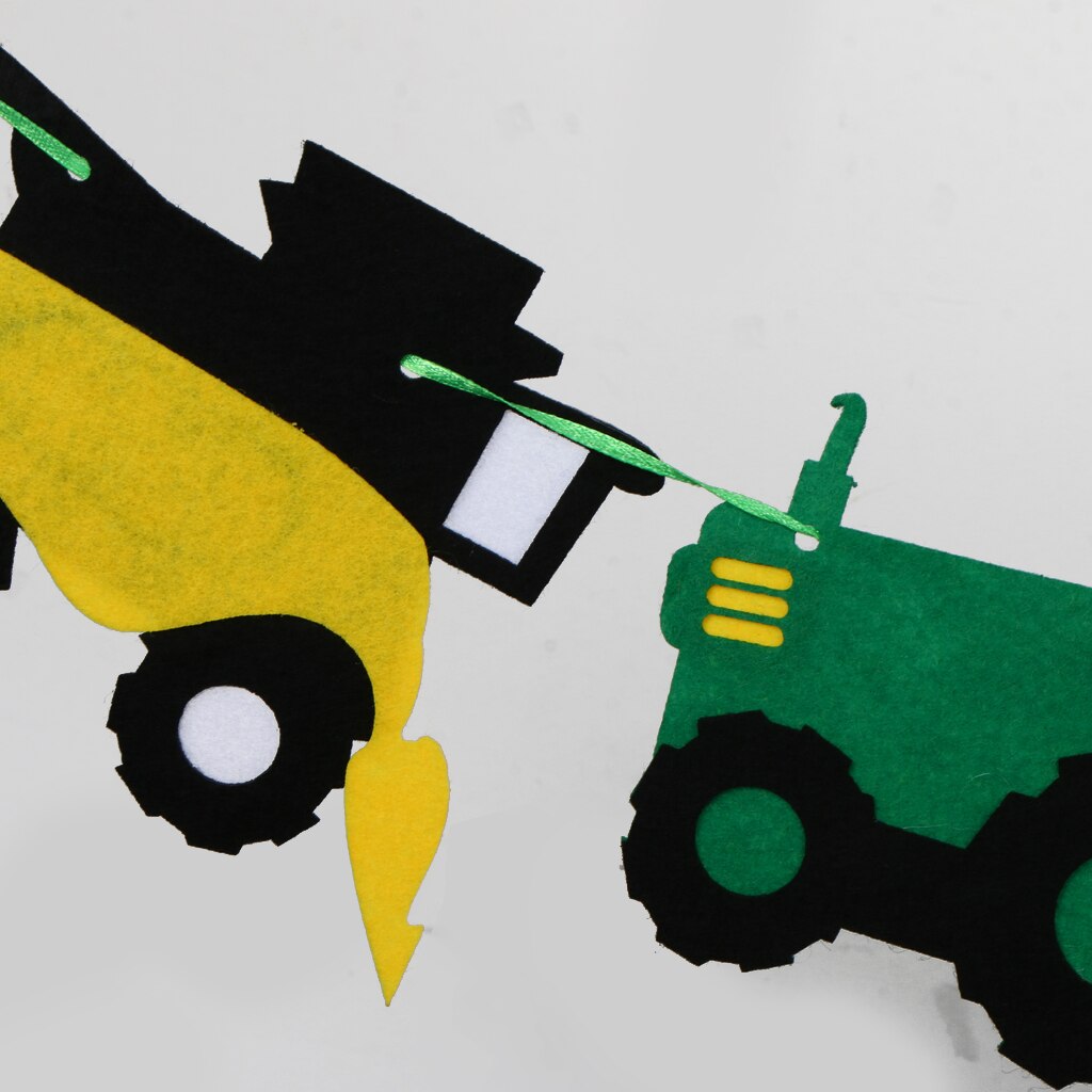 Happy Birthday Letters Tractor Car Felt Banner Baby Shower Kids Room Decor