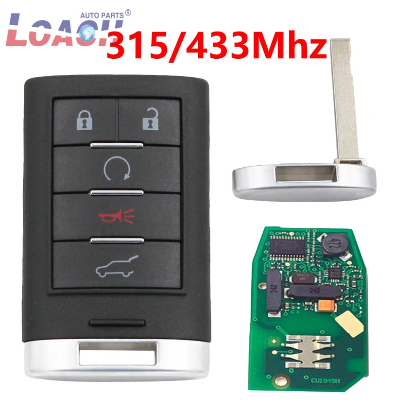 5 knop 315 MHZ/433 MHz Intelligente Kaart Slimme Afstandsbediening Sleutel Voor Cadillac SRX, XTS, ATS NBG009768T