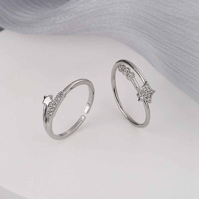Conjunto de anillos de plata 925 para mujer, sortijas ajustables de lujo, minimalistas, a la , amuleto de amante, de joyería fina