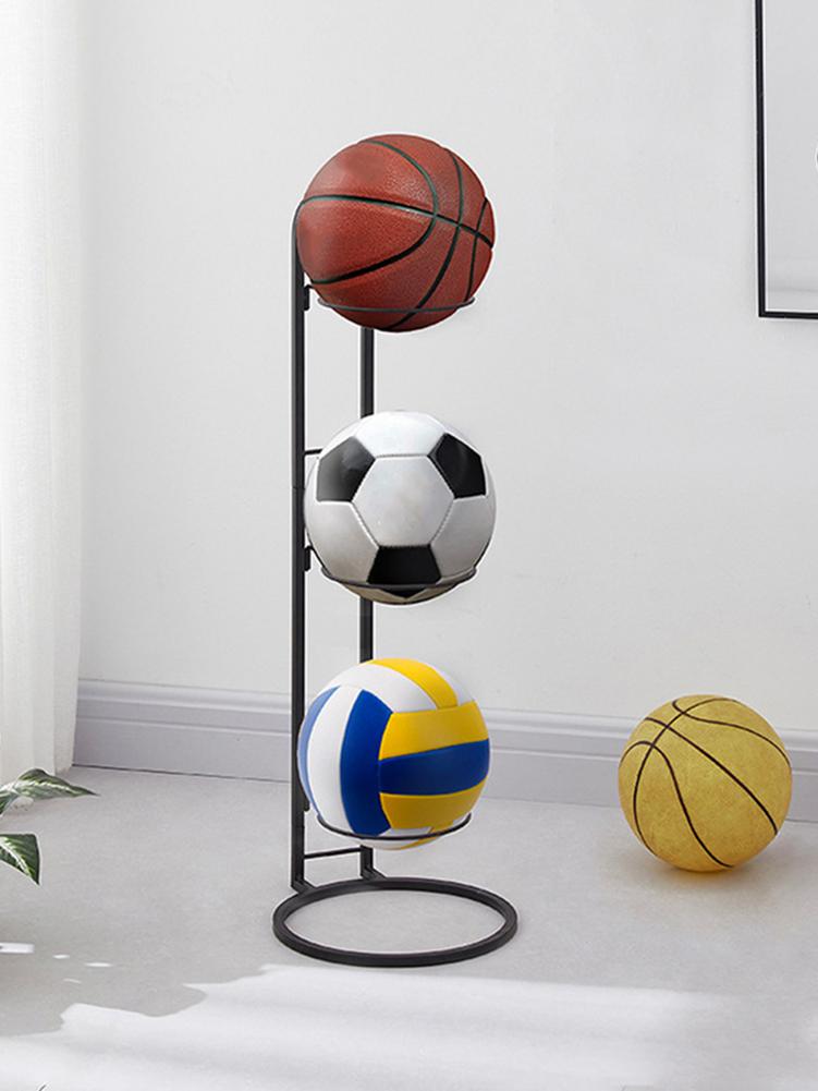 3 Stack Basketball Holder Vertical Ball Storage Rack Display Stand Layered Movable Ball Storage Rack Basketball Rack