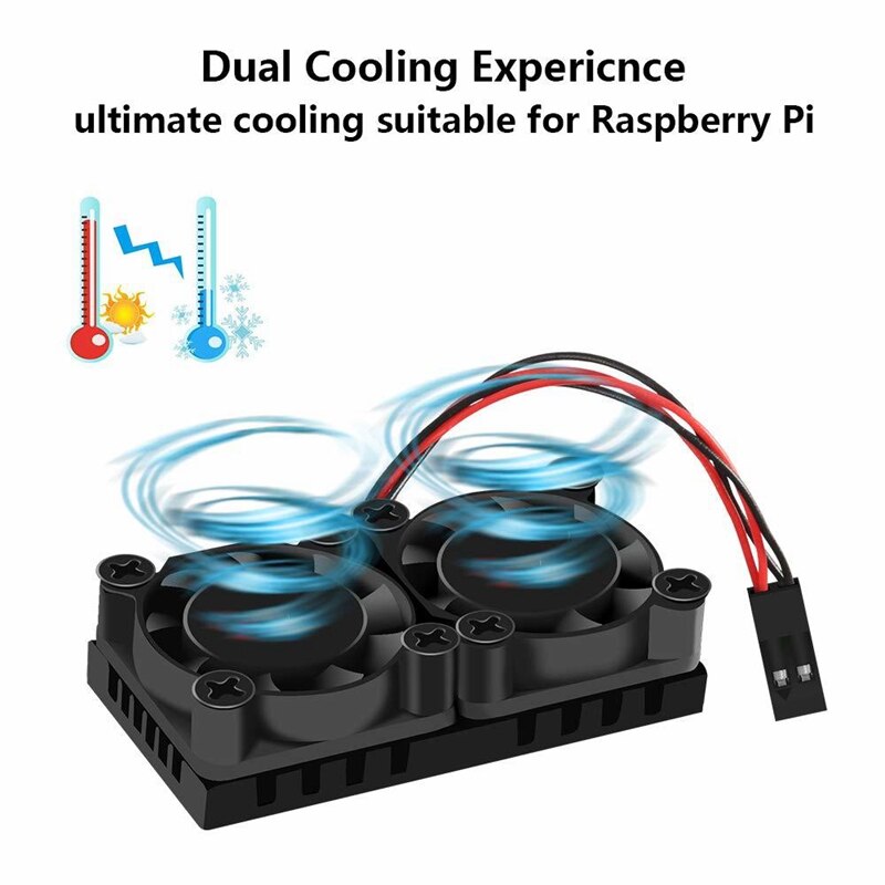 Refroidisseur pour Raspberry Pi 4 modèle B 4B/3B +, Double ventilateur avec dissipateur de chaleur