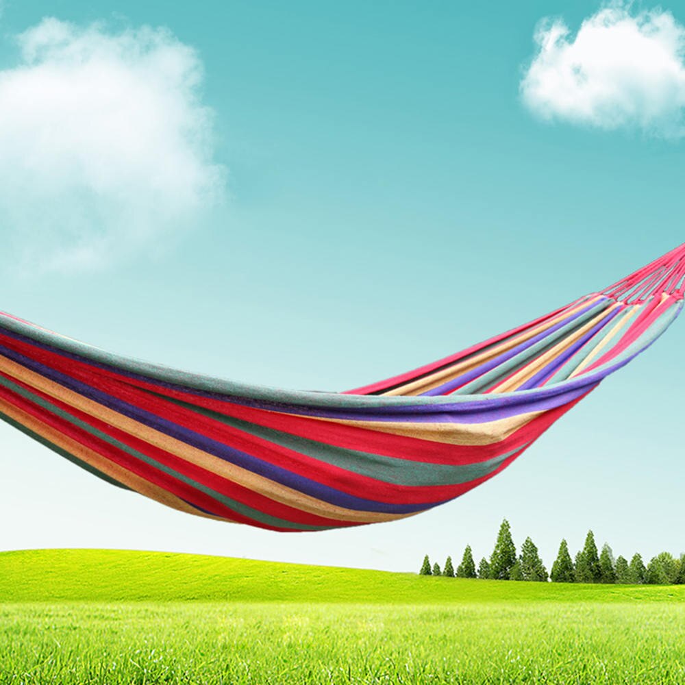 Rode Strepen Hangmat Katoenen Touw Outdoor Swing Stof Camping Opknoping Canvas Bed