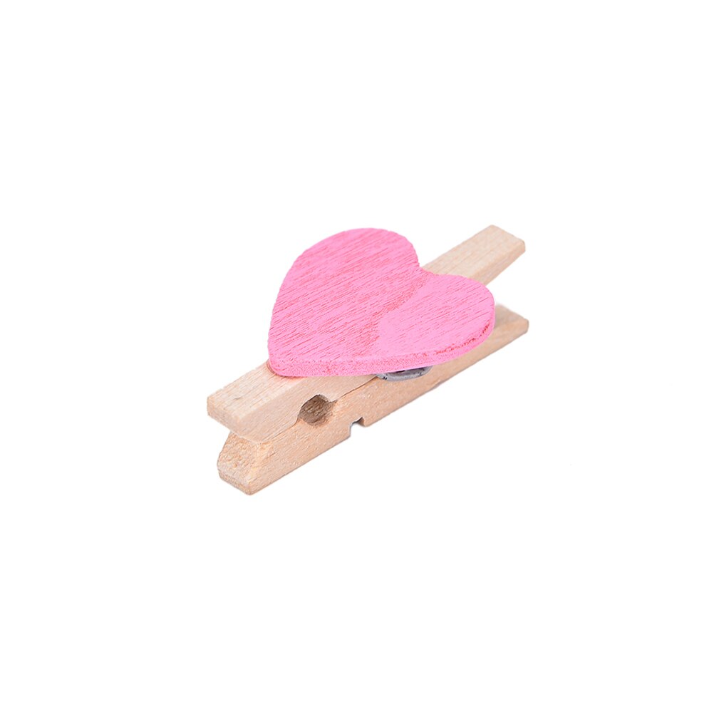 20 stuks Gekleurde Mini Hart Houten Kantoorbenodigdheden Craft Memo Clips DIY Kleding Papier Photo Peg Decoratie 3x0.7cm