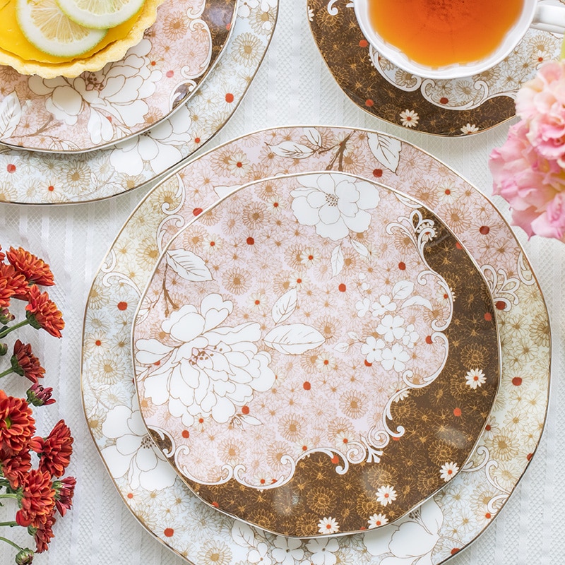 EECAMAIL British Afternoon Tea Set Home Coffee Cup Luxury Exquisite Bone China Coffee Set Ceramic Valentine's Dessert Plate