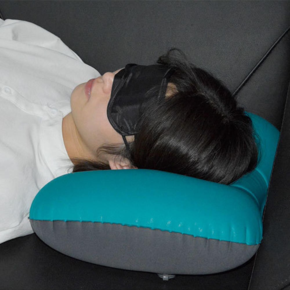 Reiskussen luchtkussen opblaasbaar dubbelzijdig flockkussen kamp strand auto vliegtuig hotel hoofdsteun bed slaapkussen