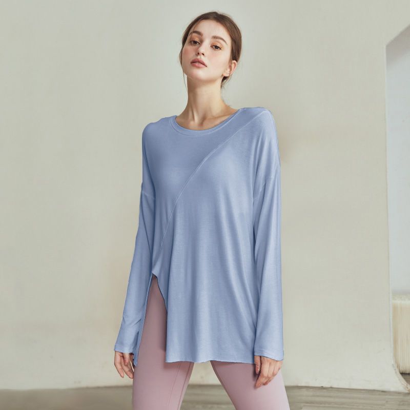 Sportliche damenbluse, locker fallend, figurformend, langärmelig, für sport, freizeit, laufen, pilates, fitness und yoga: B