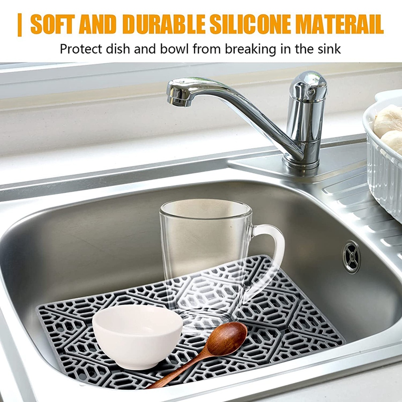 2Pcs Siliconen Aanrecht Mat, Grote Sink Protector Grid Accessoire, Geschikt Voor Keuken Rvs Spoelbak