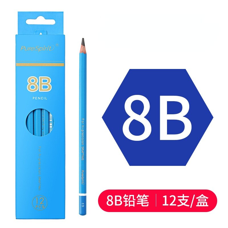 Student Art Drawing Soft Medium Hard Charcoal 2B 4B 6B 8B 10B12B 14B Charcoal and Ink In One Matt Sketch Art Pencil: 8B