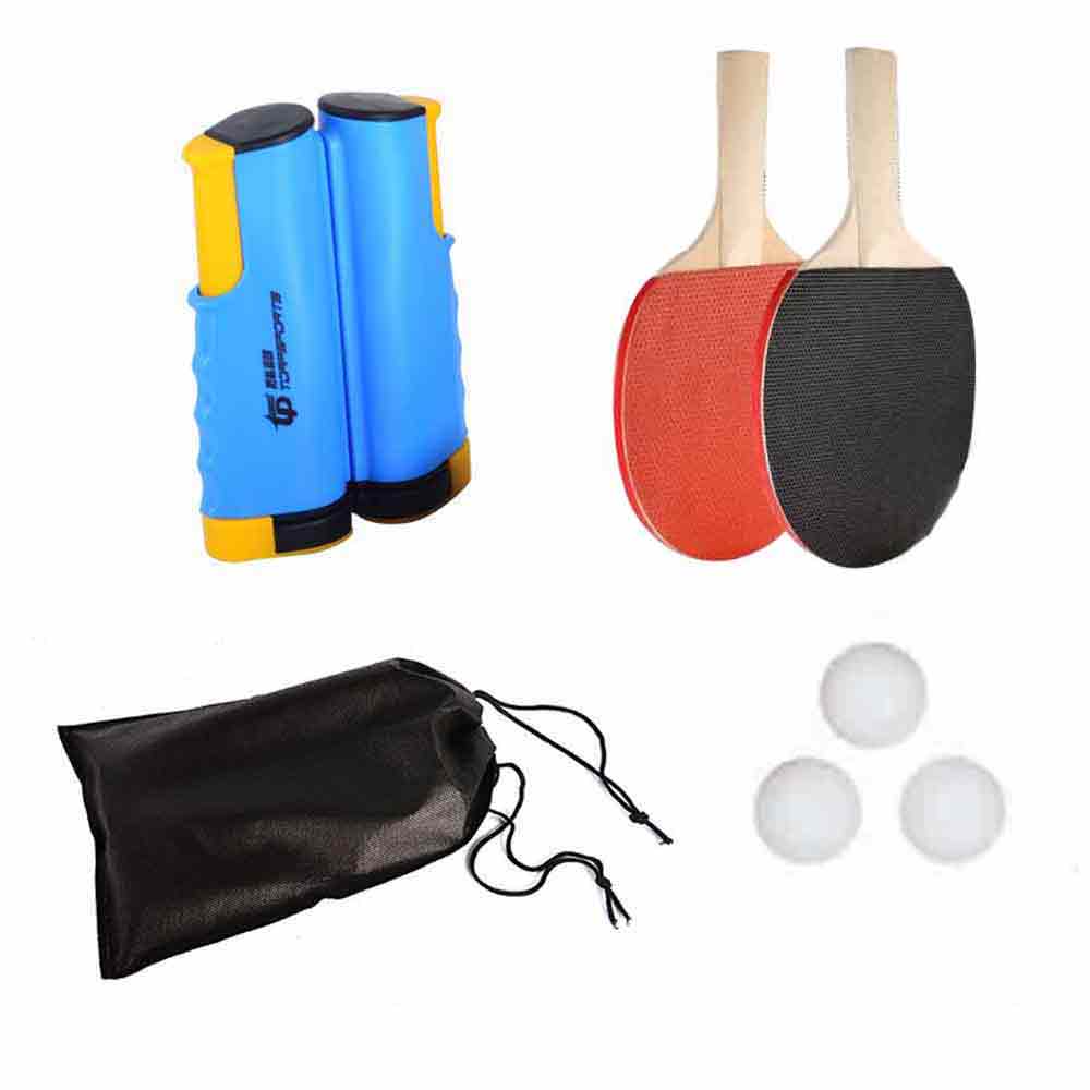 Table Tennis Net and Post Sets with Extendable Mini Posts Portable Bats Balls
