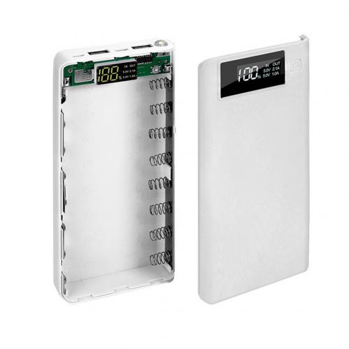 Diy Mobiele Power Bank Case Mobiele Telefoon Accessoires Draagbare 18650 Batterij Oplader Usb Type-C Lcd Usb Lading: WHITE