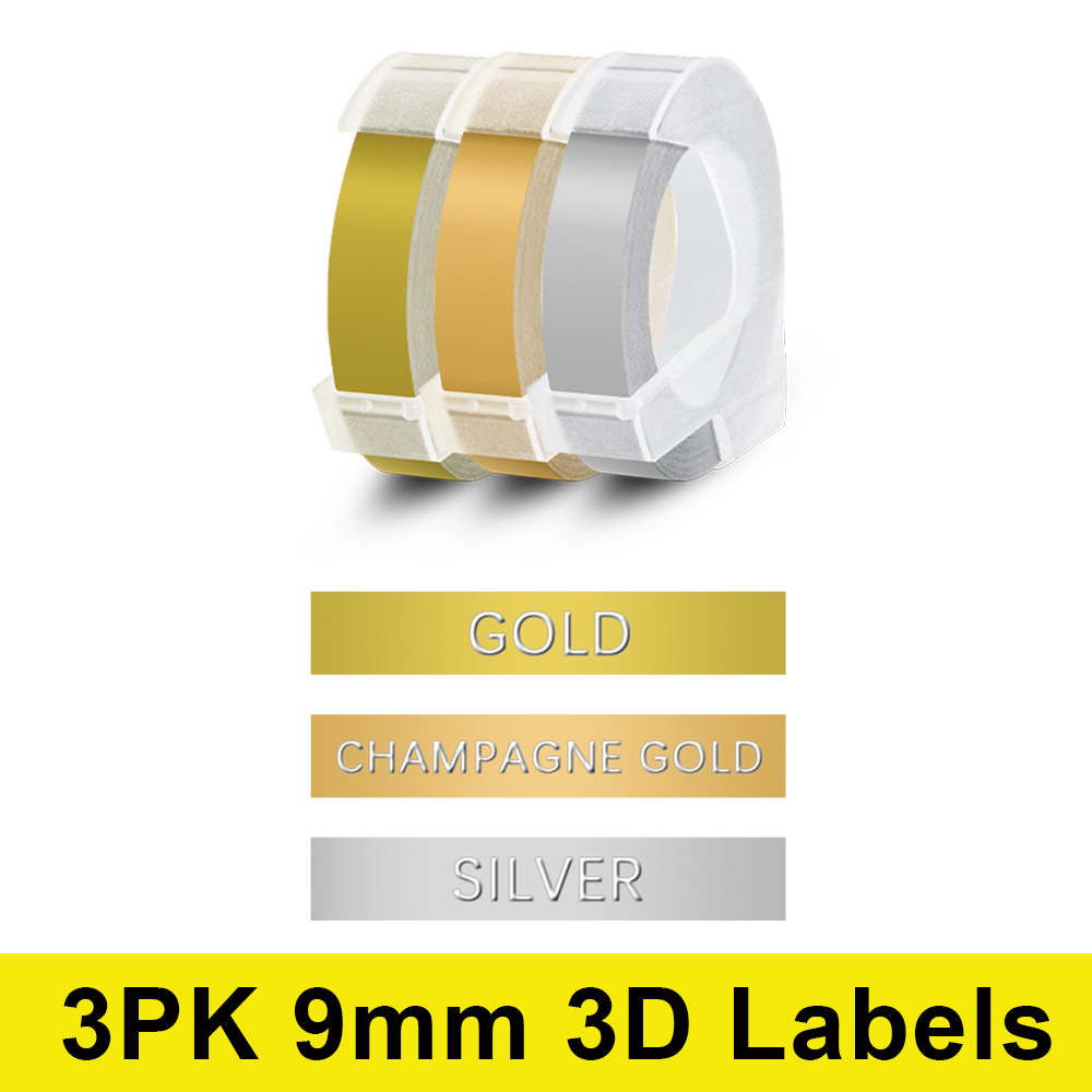 3PK 9mm 3D tłoczenie taśma z etykietami dla Motex E101 drukarka do etykiet dla Dymo E-101 instrukcja maszyna do pisania DIY 3D taśma drukarka etykiet maszyna: 3PK Mixed 07