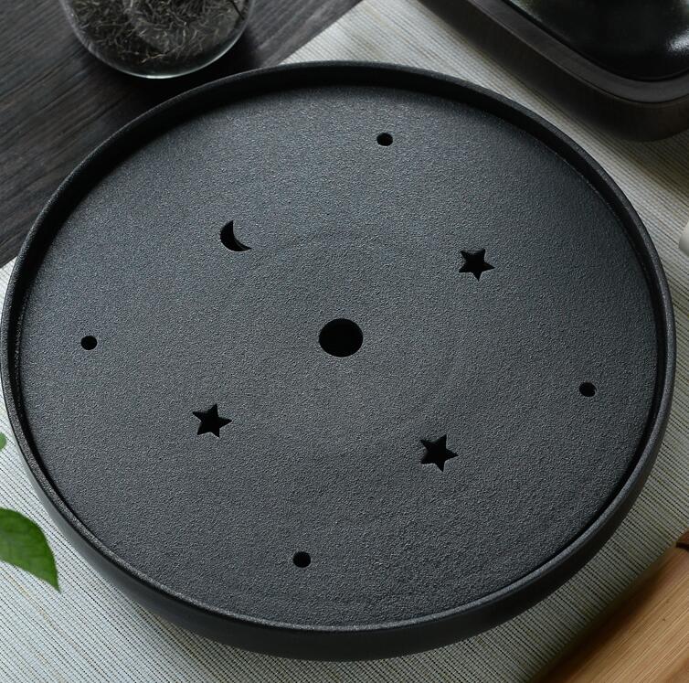 Black round tea tray tld ceramic large circular water storage stone tea tray japanese tea special offer 30 * 30 * 6cm: see chart1