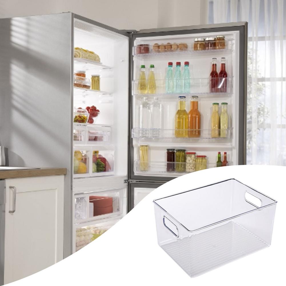 Clear Pantry Organizer Bins Household Plastic Food Storage Basket Box For Kitchen Countertops Cabinets Refrigerator Freezer1/2pc