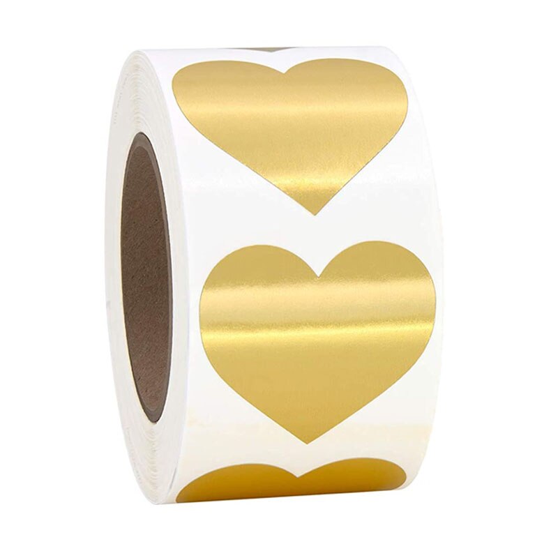 500pcs Chroma Label Color-Code heart Labels stickers Black white green blue orange red brown yellow gold stationery stickers: Gold