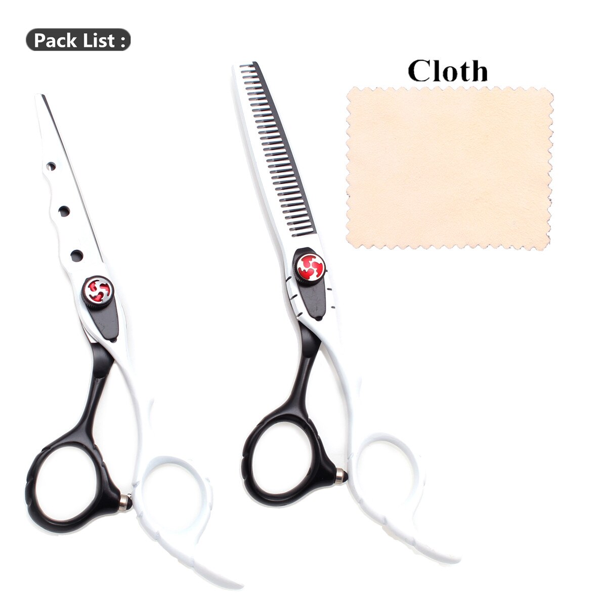 6.0 " 17.5cm gravyr logotyp vit färg frisörsalong gallringssax klippsax frisörsax set  c1019: C1019 bai  d 6n