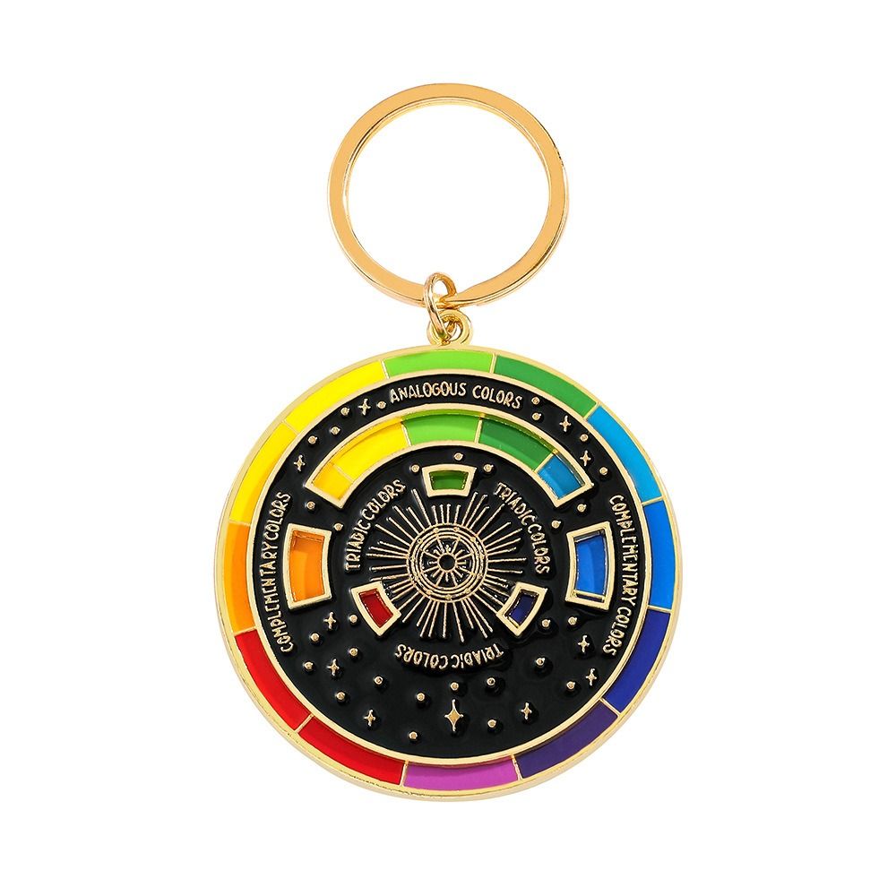 Rotatable Spinning Color Compass Keychain Palette Color Wheel Spinning Compass Metal Pendant Novelty: WHITE