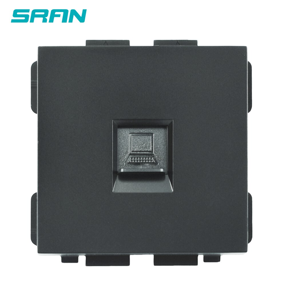 SRAN 52*52 Internet socket RJ45 CAT5 function module accessories suitable for 86*86 panels: Internet Black