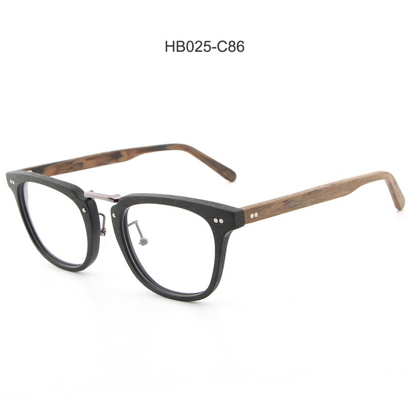 HDCRAFTER-montures de lunettes de Prescription, Grain de bois, monture optique pour myopie, avec lentille transparente, pour hommes et femmes, montures pour lunettes: HB025-C86