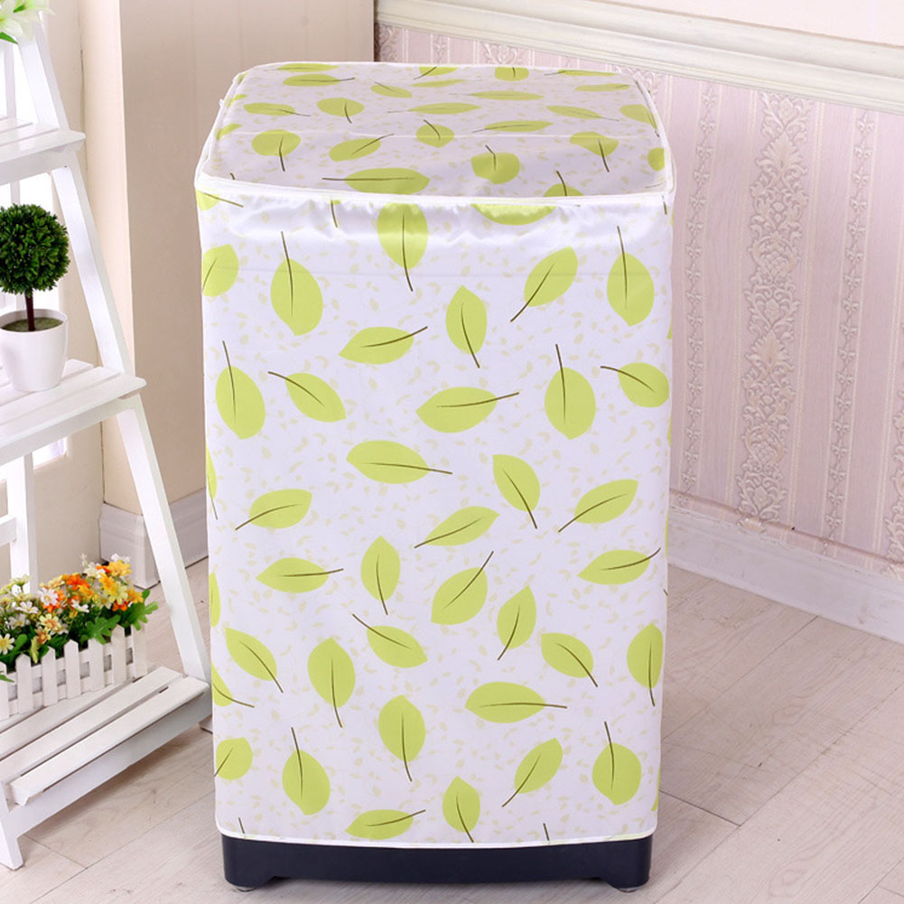 Washing Machine Cover Waterproof Front Loading Zipper Case Floral Printed Easy To Clean Home Dust Proof Accessory Decoration