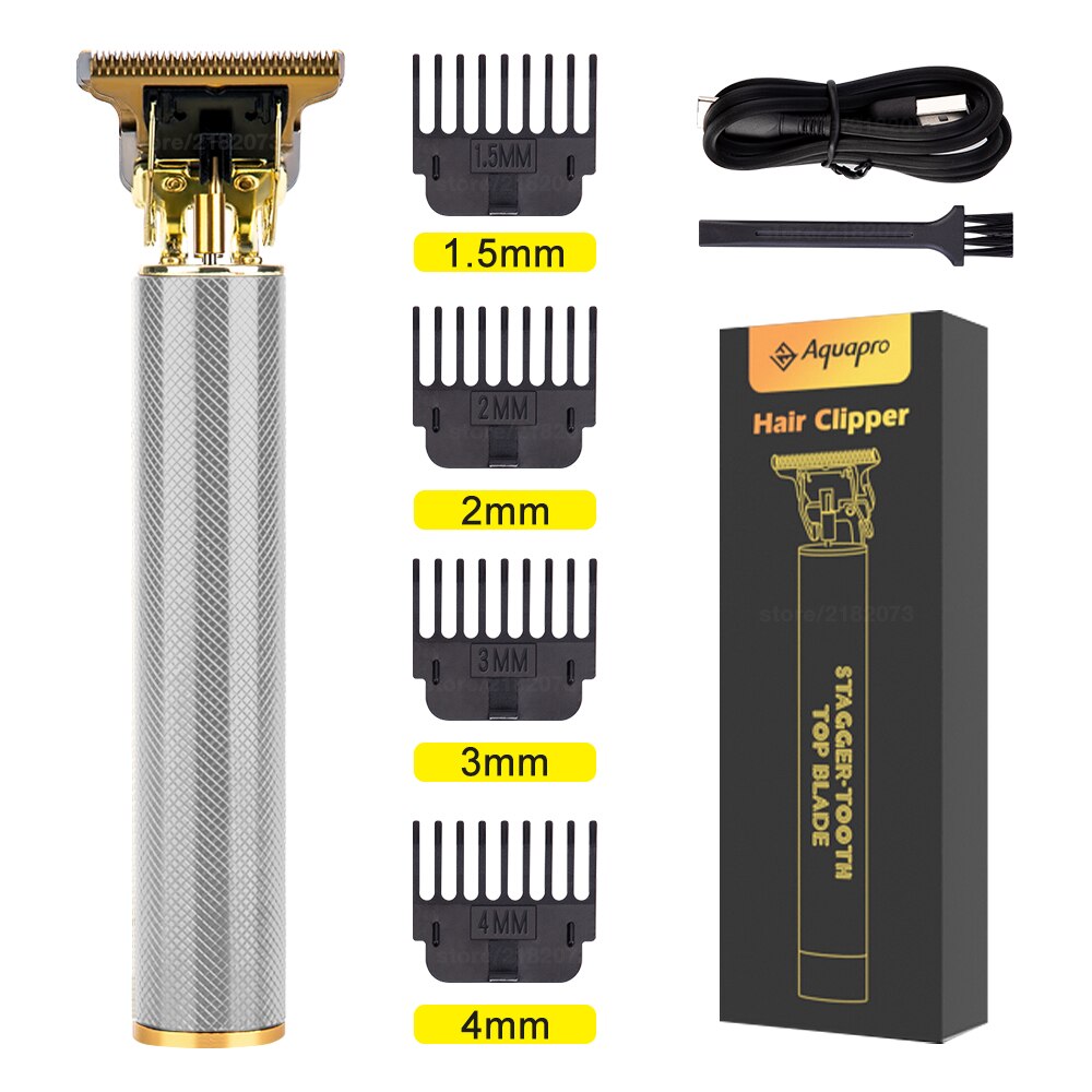 T9 Tondeuse Usb Haar Trimmer Oplaadbare Haar Snijmachine T-Outline Kapper Cordless Trimmer Baard Scheerapparaat Mannen Kapsel: Silver USB