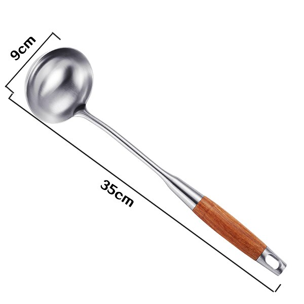Juego de utensilios de cocina de acero inoxidable 304 con mango de palisandro, cucharón, espátulas, pinzas, utensilios de cocina antiadherentes, 1 Uds.: Gris claro
