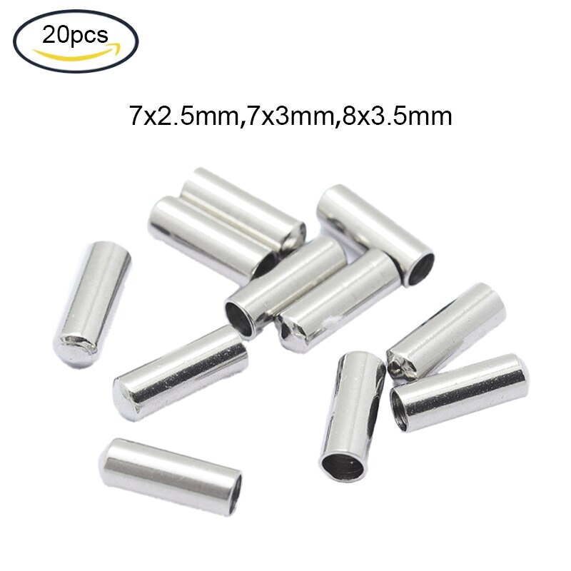 20 Pcs Stainless Steel Column End Caps Leather Cord Ends Leather Cord Terminators for DIY Bracelet Jewelry Crafts Making