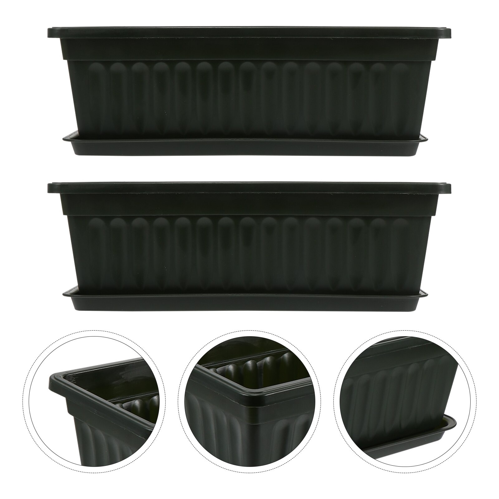 2Pcs Rectangular Flowerpot Vegetables Planting Pots Plants Pot for Home Balcony Garden