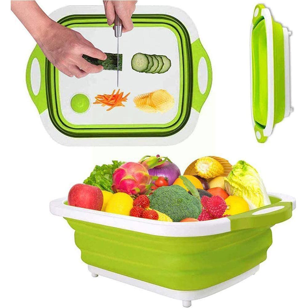 Multifunction Collapsible Cutting Board Dish Tub 3 Basins supplies Drain Outdoor Basket Kitchen 1 Camp Sink Folding Portabl C1U8