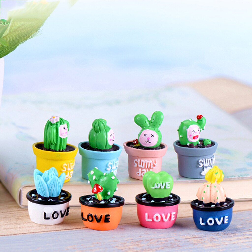 Cactus Artificial Succulents Plants Resin Succulent Desk Decor 4