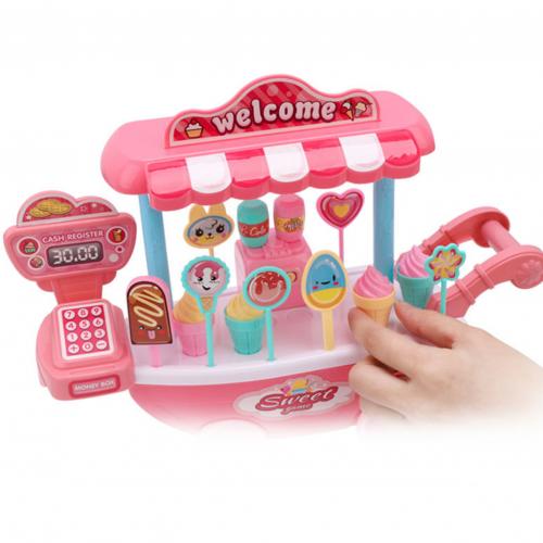 Lollipop Trolley Detailed Durable Plastic Kids Simulational Candy Shop for Home: Pink