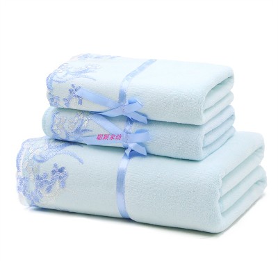 Katoen Volwassen Handdoek Set 3Pcs Kant Bad Hand Gezicht Strand Roze Handdoeken Borduren Familie Volwassen Bruiloft Thuis FG1001: 4