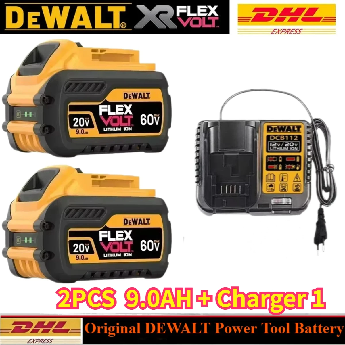 Originalt dewalt batteri 20v, 2.0v-9.0ah,  genopladeligt lithium-ion-batteri, dcb 115,  dcb 118,  dewalt værktøjsbatteri + oplader