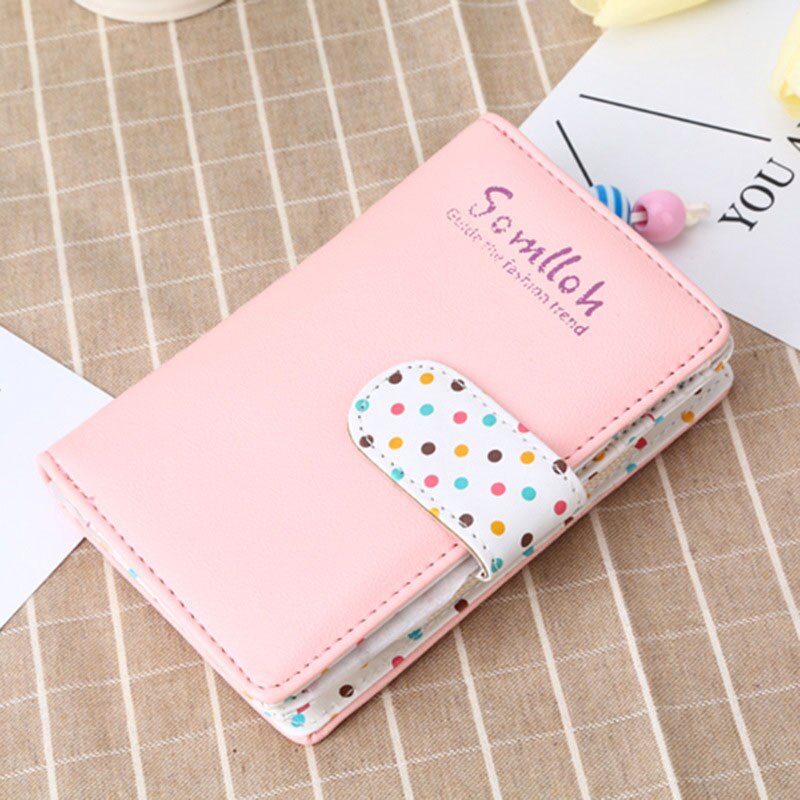 Small Wallet Women Short Luxury Brand Cute Female Purse PU Leather Dot Girls Lady Zipper Wallets Card Holder Bags: Pink Medium