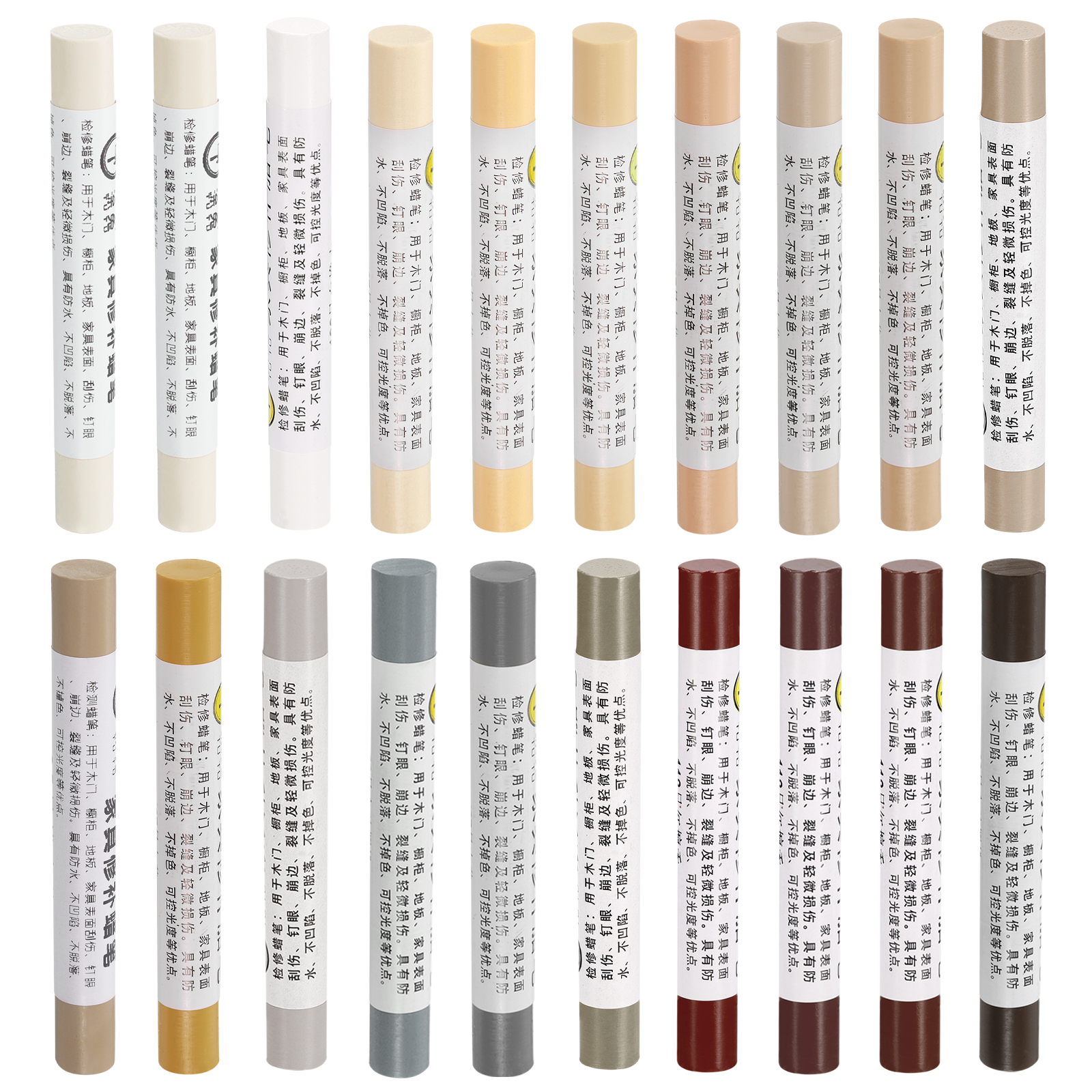 20Pcs Wood Filler Stick Furniture Repair Wax Crayons Kit Touch Up Furniture Markers for Covering Scratches Holes Wooden Floor